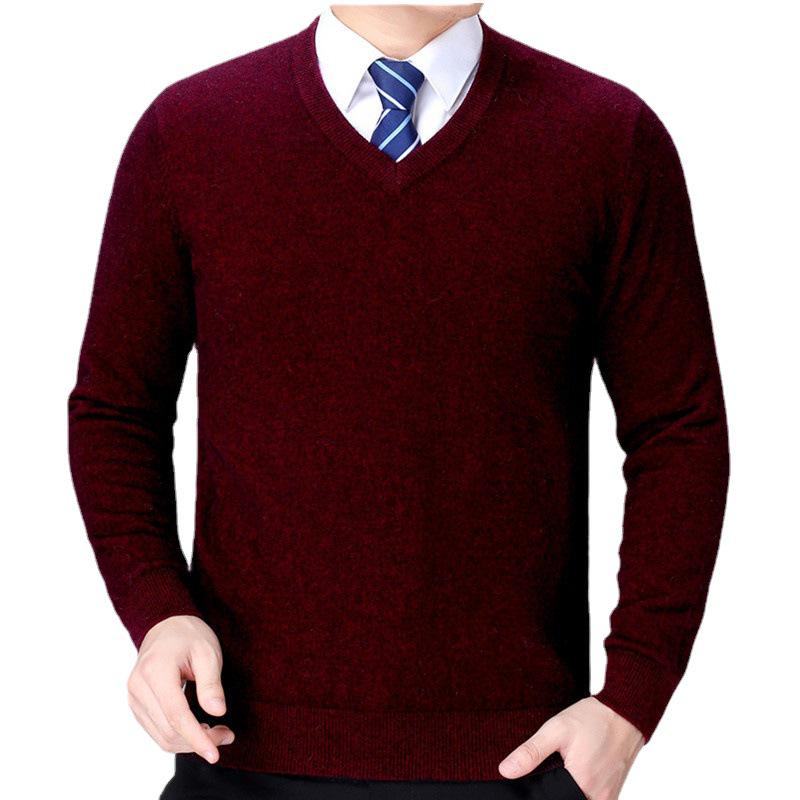 Men's Winter V-Neck Knit Sweater for Casual or Business Wear