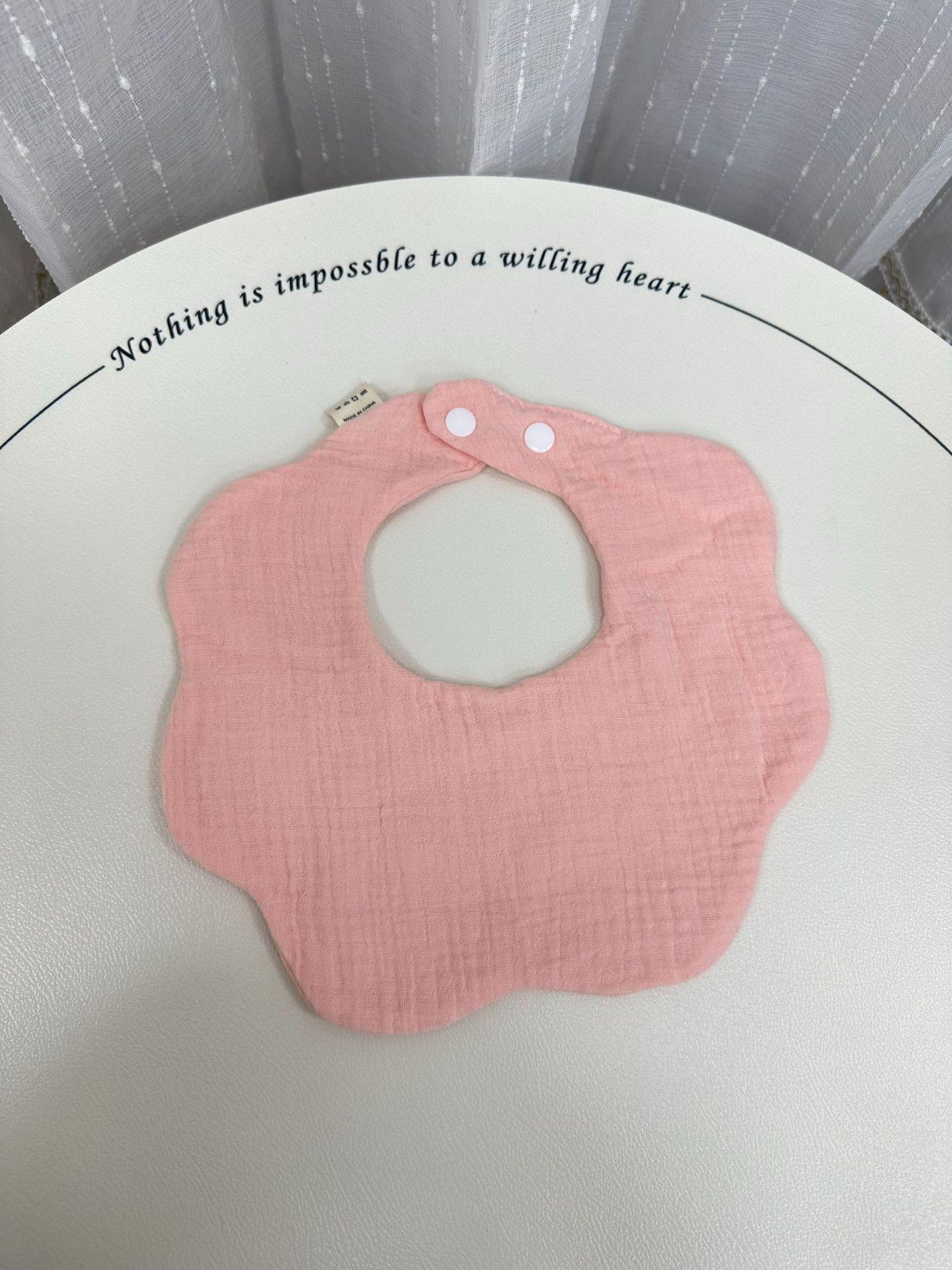 Class A Six-Layer Cotton Gauze Baby Bib, Double-Sided in Plain Colors розовый