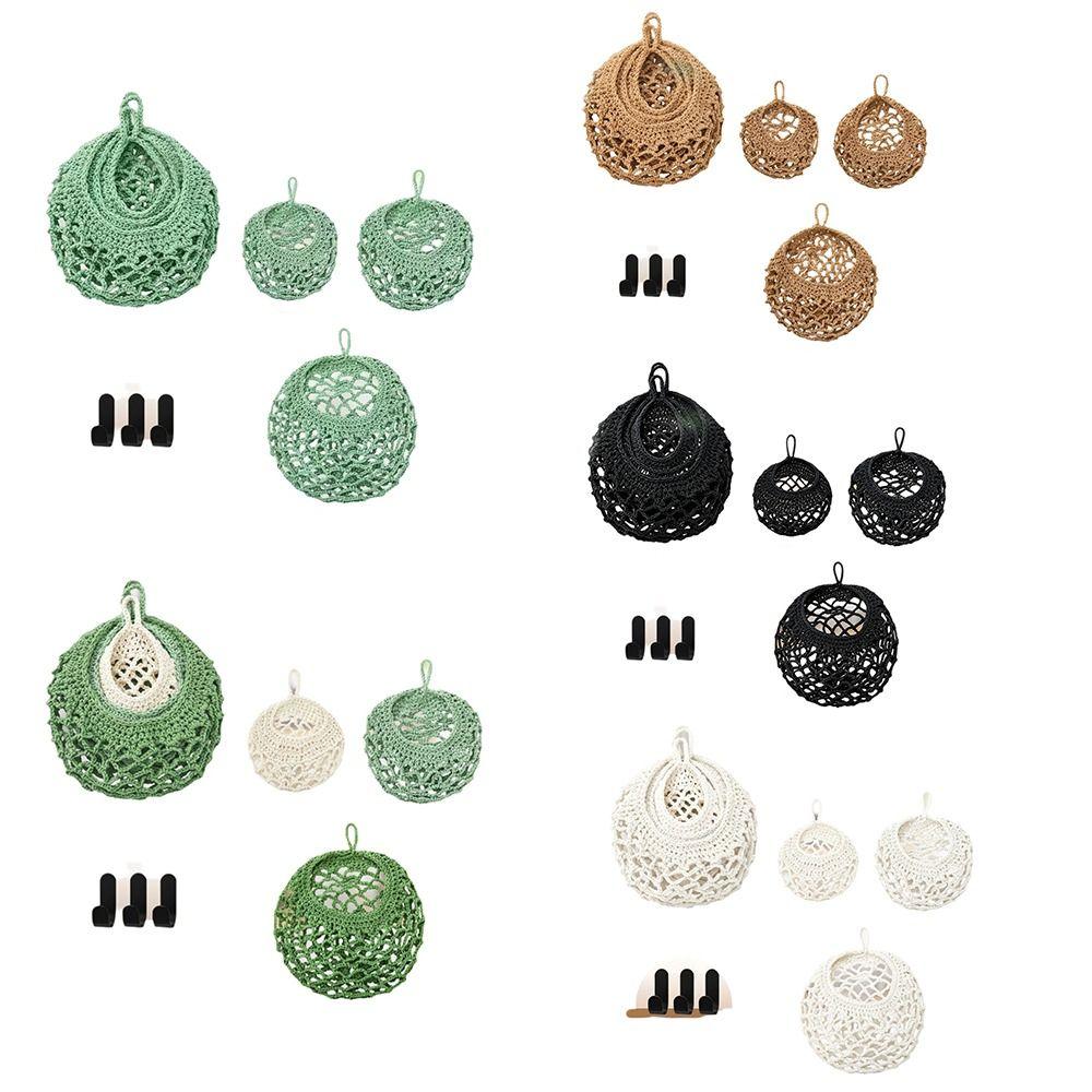 3Pcs/Set Teardrop Shape Wall Hanging Basket Breathable Lattice Vegetable Woven Basket Living Room