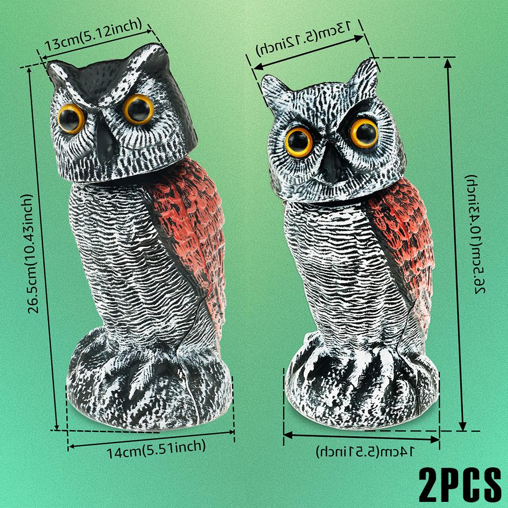 1/2 Stück realistische Eulenattrappe aus PE-Simulationsmaterial zur Vogelabwehr mit 360° drehbarem Kopf zur Gartendekoration
