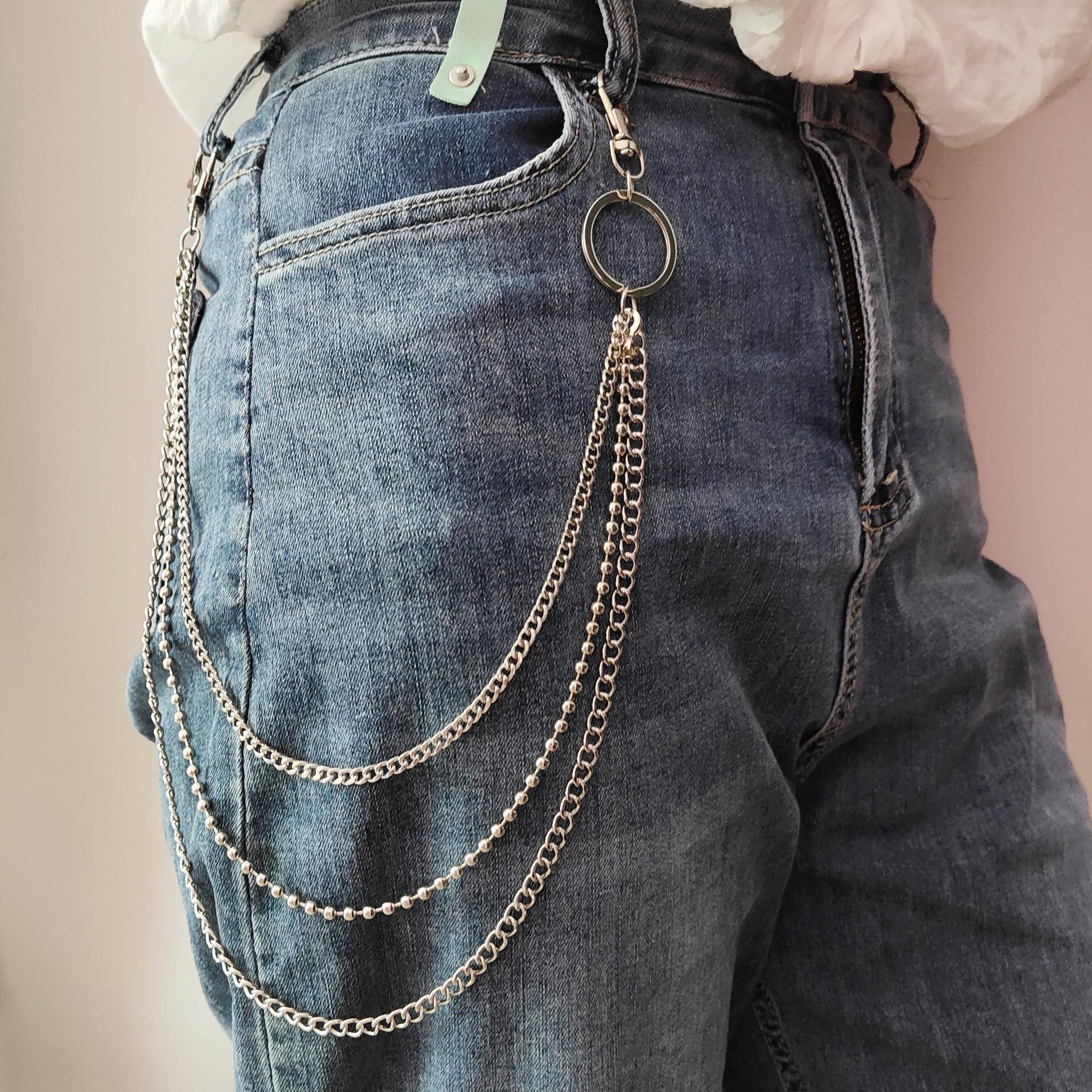 Точечная панк-металлическая цепь многослойная поясная цепь модное крутое уличное фото кольцо универсальные мужские и женские брюки