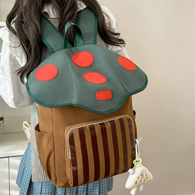 Fashionable Unisex School Bag With Mushroom Exterior Design