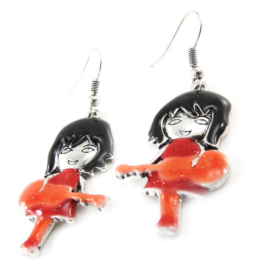 NOA [J1759] - Designer Earrings 'Rockeuse' Red Orange