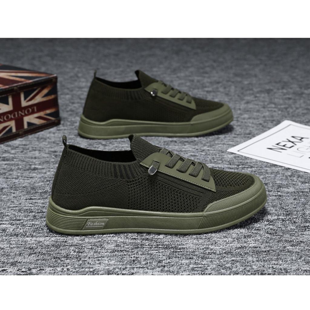 Men's New Fashionable Casual Shoes, Fly Woven Mesh Panel Shoes, One Foot Soft Soled Flat Shoes