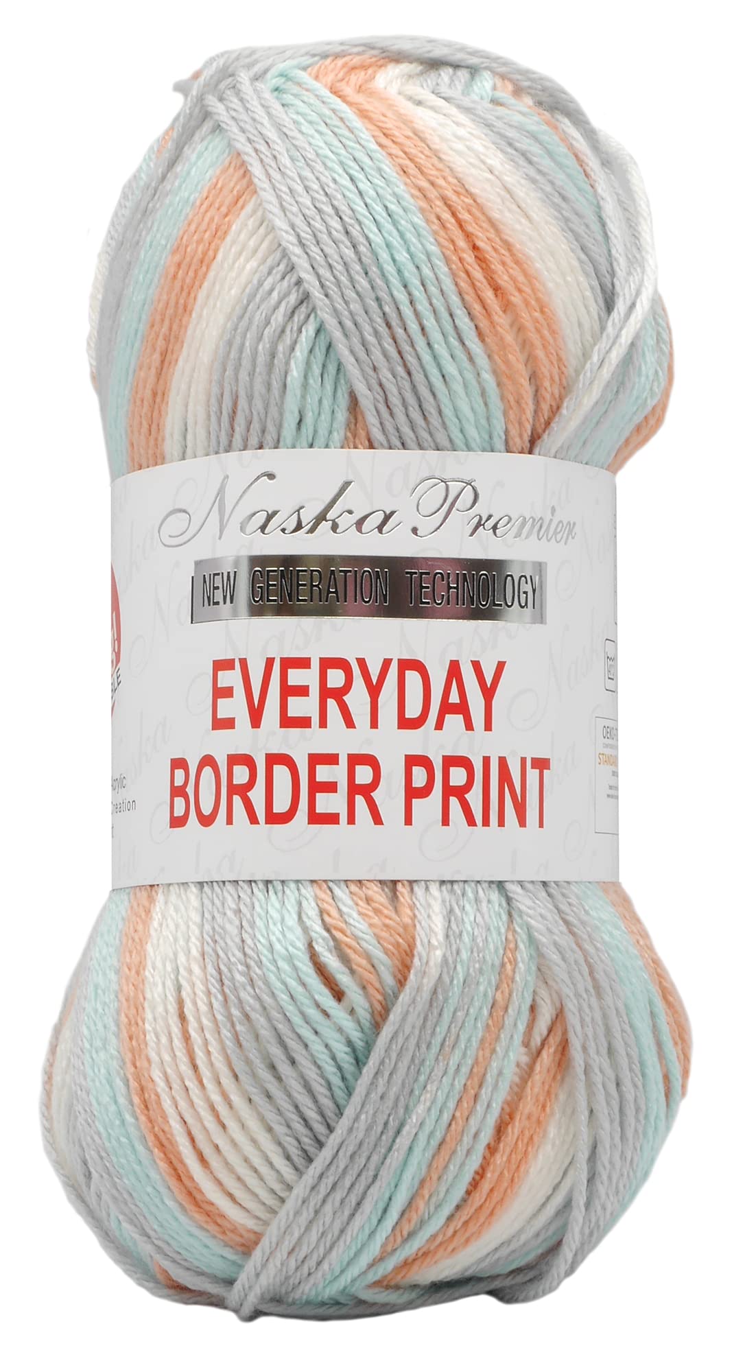 

NASKA Пряжа ручной вязки Everyday с принтом «Бордюр» средней толщины Мультисерия 100г 250м Набор из 5 мотков Цв.505 Прибл.. N-104