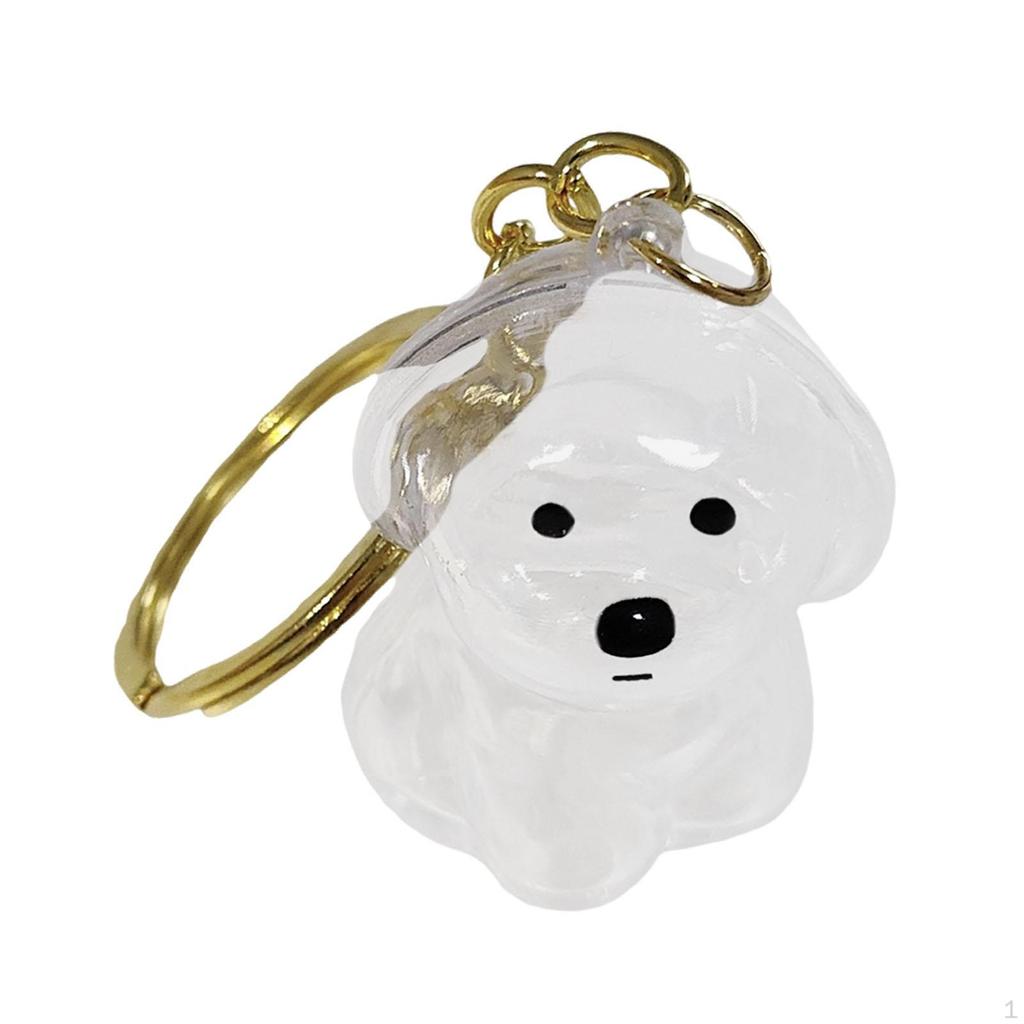 Dog Shape Keychain Bag Charm Creative Compact Souvenir Memorial Keepsake Clear Pet Hair