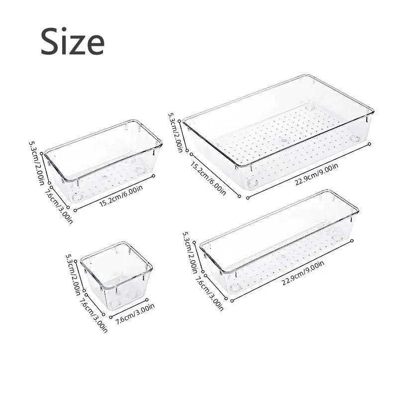 4/8/13/25Pcs Clear Drawer Organizers Set Clear Desk Dividers Bin Sundries Organizer Office Desk Storage Box for Makeup Jewelries