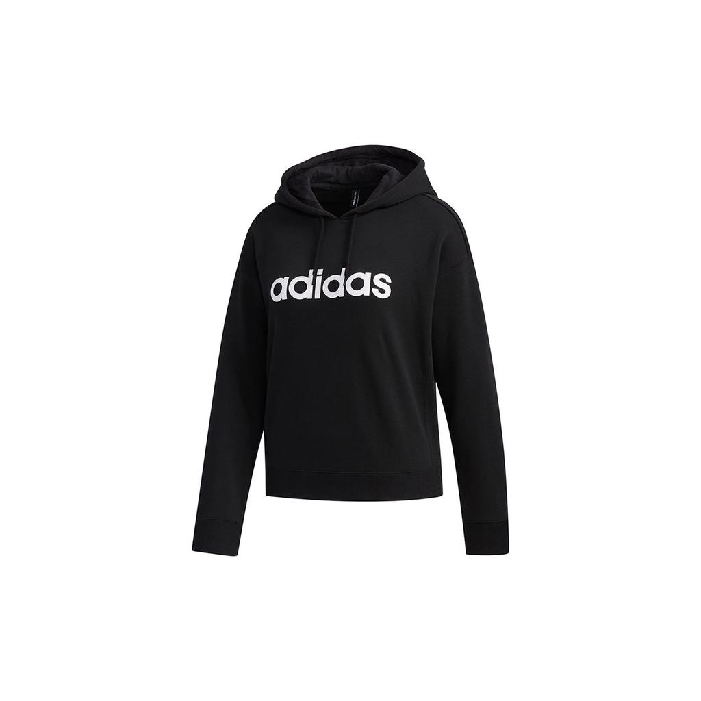 Adidas Neo Faves Hd Logo Print Hoodie Women Tops Black GD9893