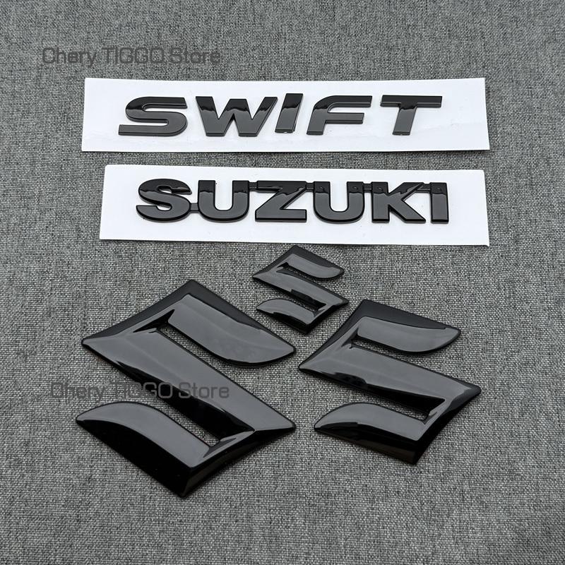 ABS čierna Predná mriežka Zadné emblémy na kufor Nálepky pre SUZUKI SWIFT 3D Logo auta Odznak Vodotesné Autodoplnky