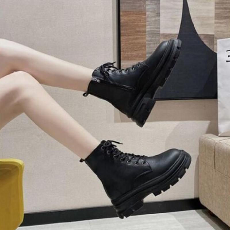 New Arrivals Open Run Women Daily Lace Up High Heel Boots Walker Thick Sole