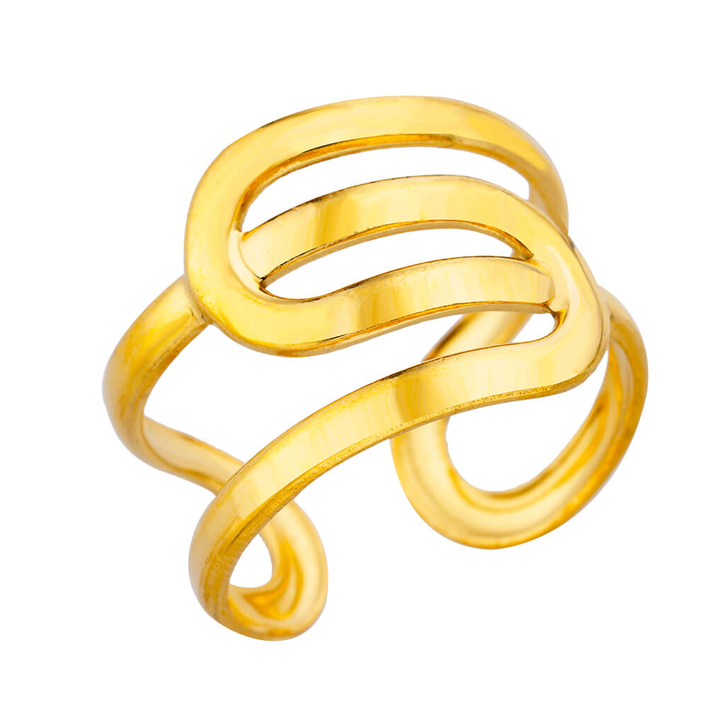 Irregular Layered Stainless Steel Rings For Women Adjustable Gold Plated Snake Aesthetic Ring Wedding Accessories Birthday Gift