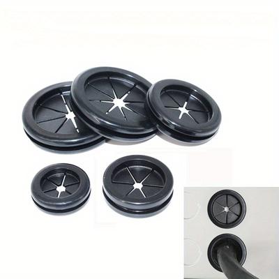 4pcs Rubber Grommet Blanking Hole Plug Electrical Wire Gasket Black Parts Protective Coil, Snap Through Coil, O-ring