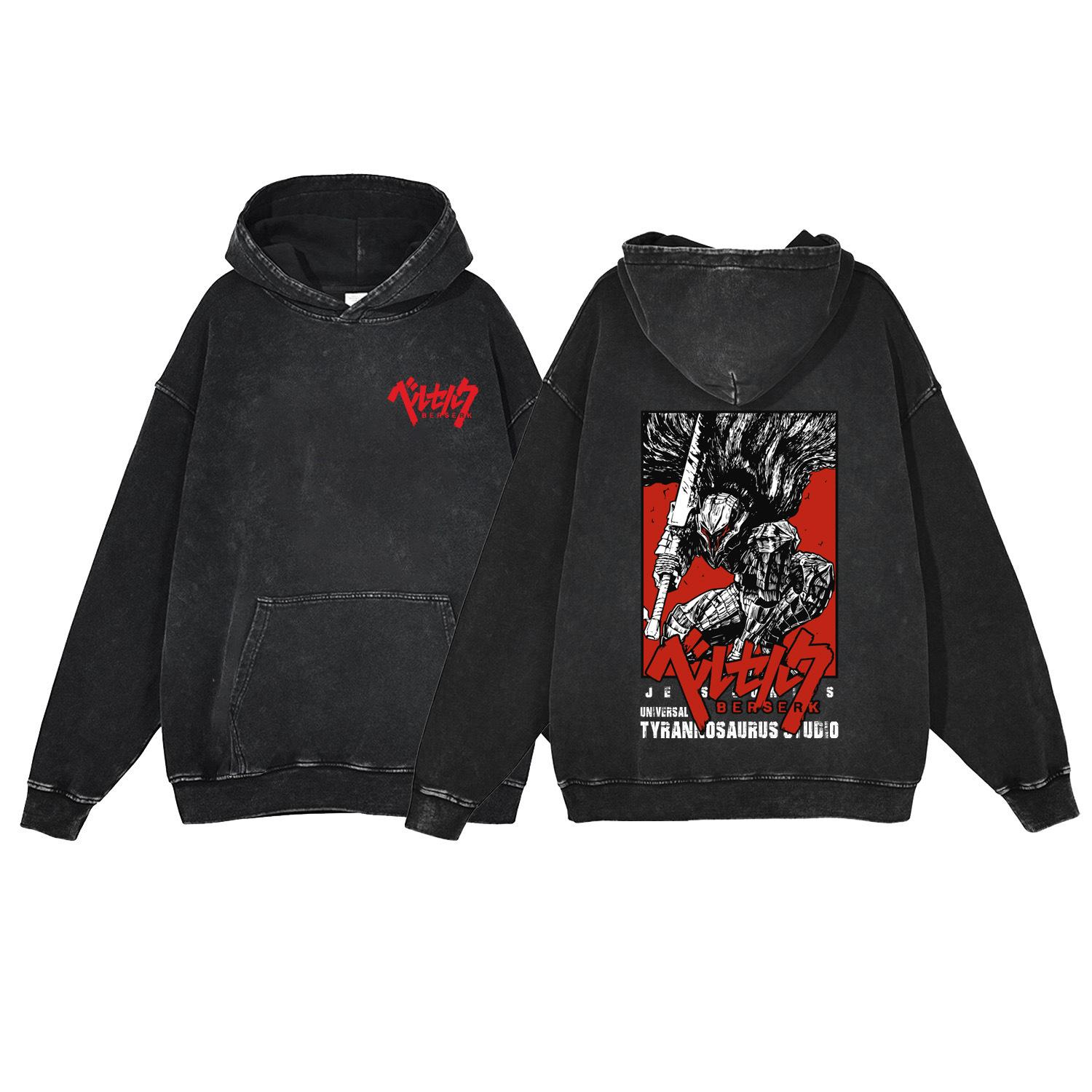 

440G Heavy Washed Retro Animation Street Retro Cotton Sweater, Street Tide Hooded Sweater 5XL