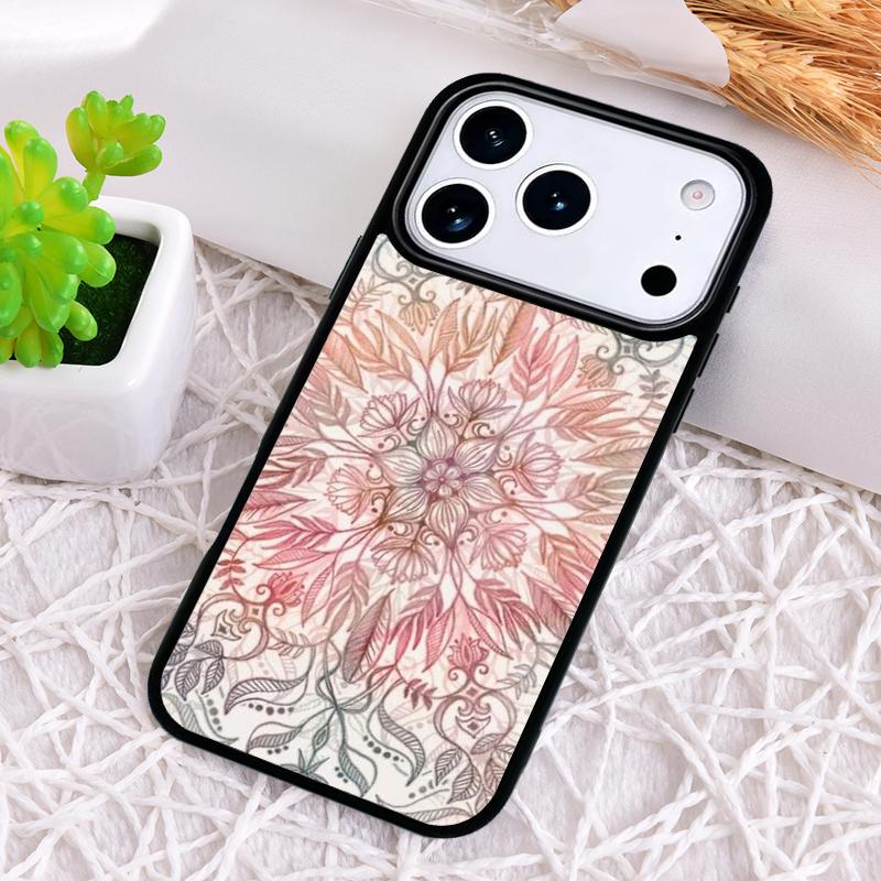Flowers Mandala Floral Phone Case for iPhone 17 Air 16 15 11 12 14 13 Pro Max Shockproof Cover
