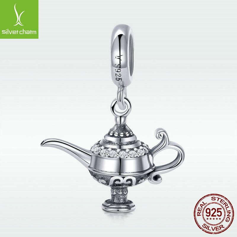 Mysterious Sterling Silver S925 Ladies Search Banner Magic Lamp Loose Beads Scc703