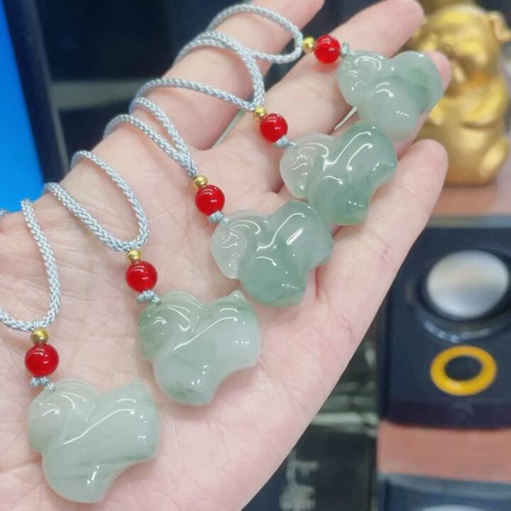 Tianshan Green Jade Horse Pendant: Year of the Horse 3D Gold-Thread Necklace