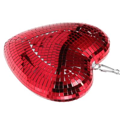 Hanging Heart Shaped Disco Ball Glass Reflective Sphere for Party Decorations Wedding Stage Ornament Sparkling Mirror Ball