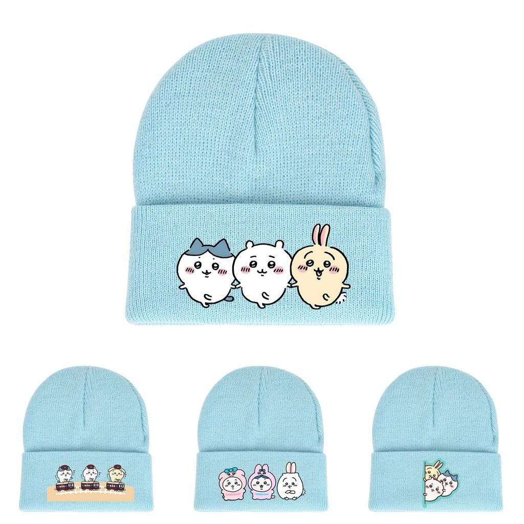 Usagi Chiikawa Round Top Dopamine Print Knit Hat For Animation Enthusiasts
