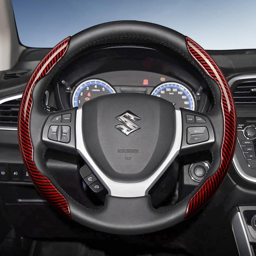 Zkfan8 Geeignet für Suzuki Lenkradabdeckung mit Karbonfaser-Textur und segmentiertem Schnellverschluss-Design für Wagon R Swift Ertiga Brezza Baleno Fronx