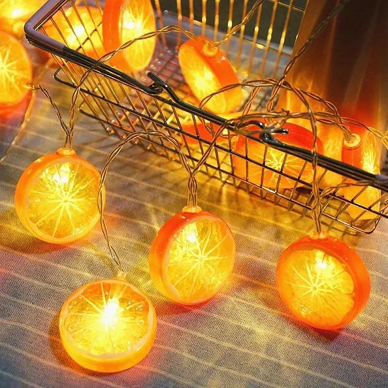 LED Lemon Garland Orange Slices String Light Yard Wedding Party Home Bedroom Shop Decoration Battery Lamps Holiday Lighting