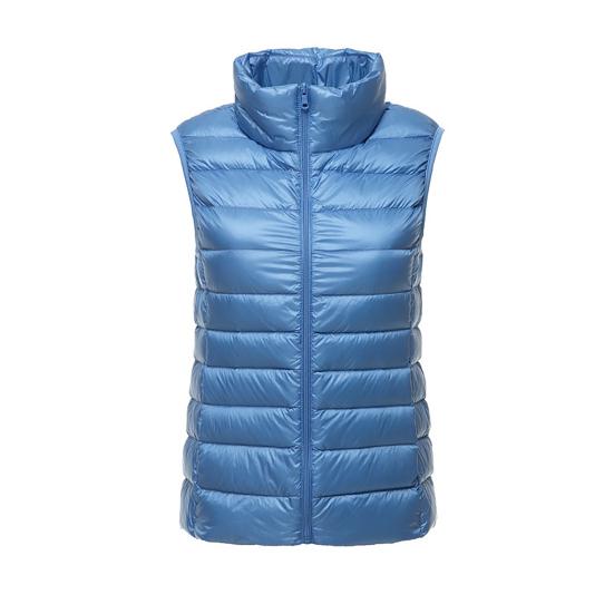 Women Down Vest Fluffy Filling Solid Color Stand Collar Sleeveless Waistcoat for Daily Wear