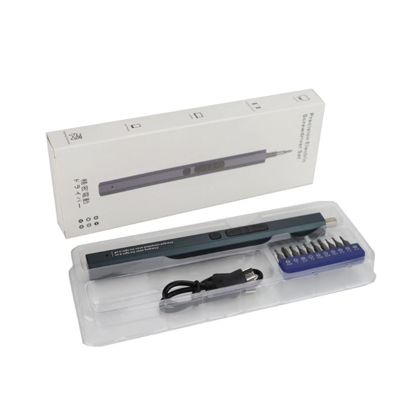 Mini cacciavite elettrico, set di cacciaviti di precisione 12 in 1 con impugnatura antiscivolo ricaricabile tramite USB da 10 bit