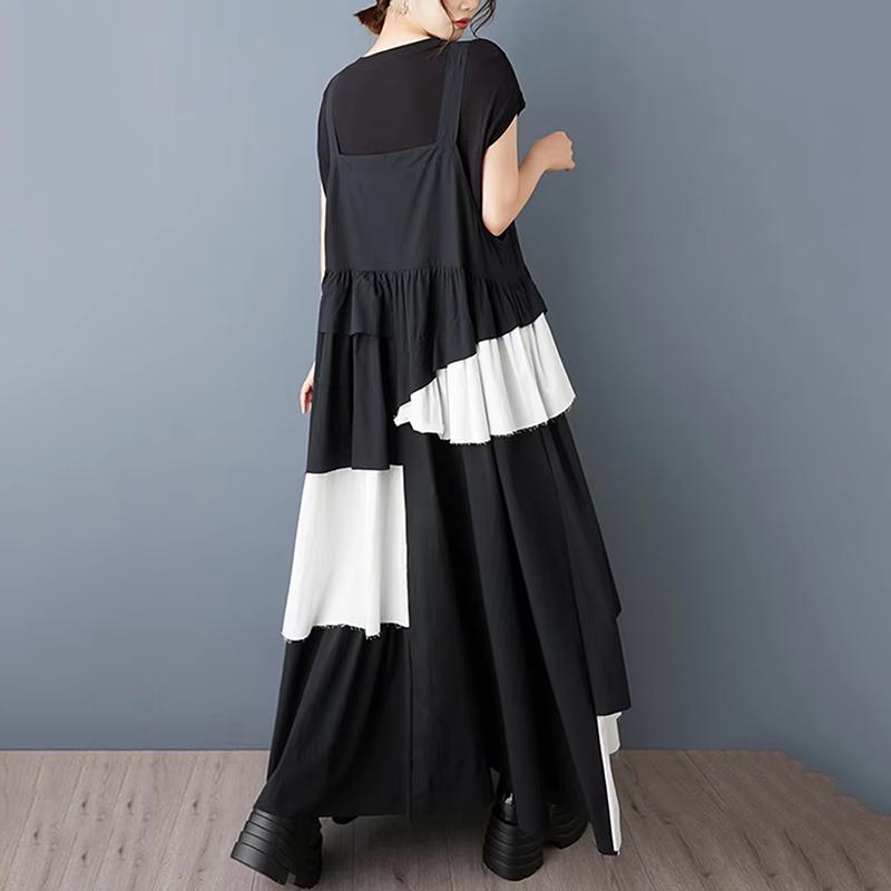 Xitao Asymmetric Patchwork Contrast Color Dress  GYX1588