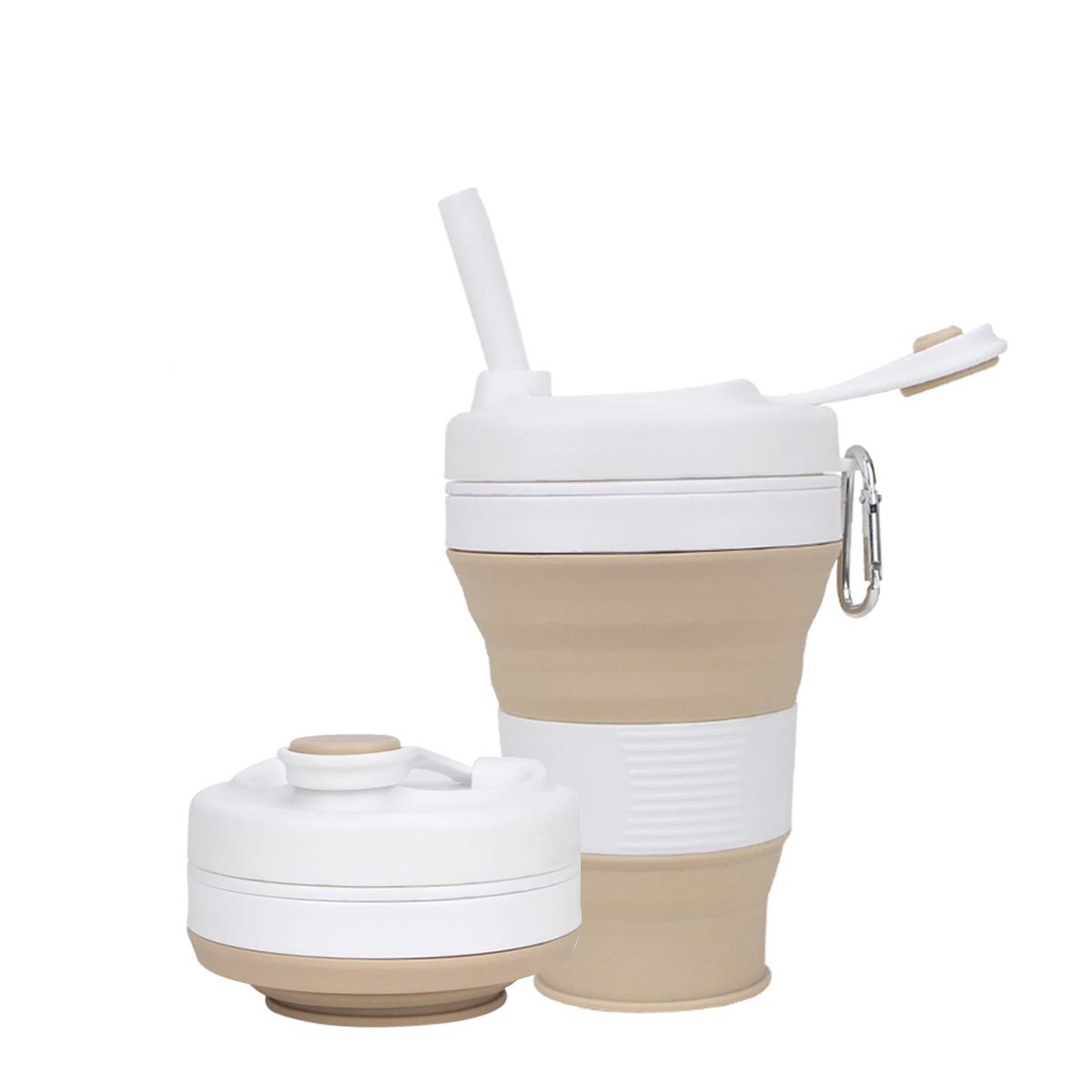 

20 унций складные дорожные стаканы с трубочкой силиконовые складные кофейные стаканы спортивная бутылка портативная CHINA хаки