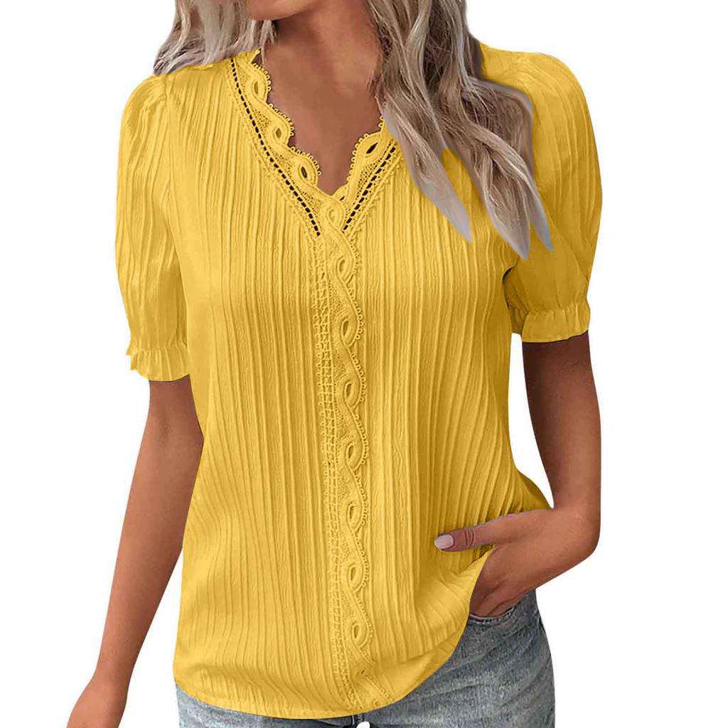 Fashionable Ladies Summer Hollow Short-sleeved Tops