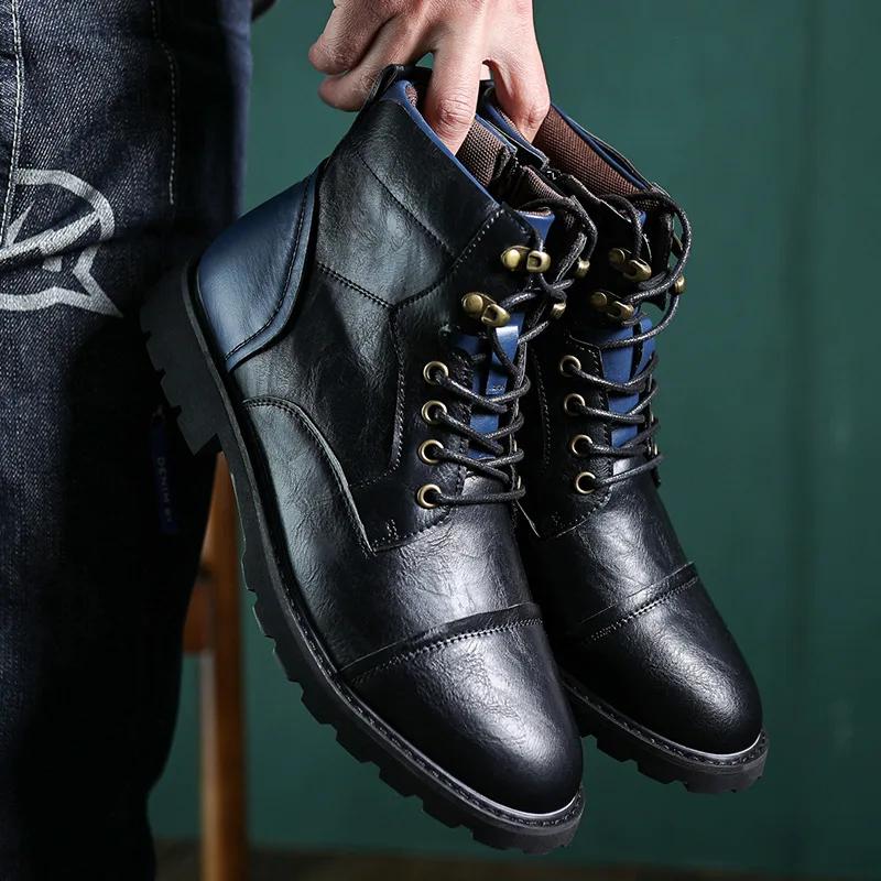 Fashion Boots Men High Top Boots High Quality Women Leather Shoes 2025 Outdoor Sneakers Men Lace Up Non-Slip Ankle Boots for Couple