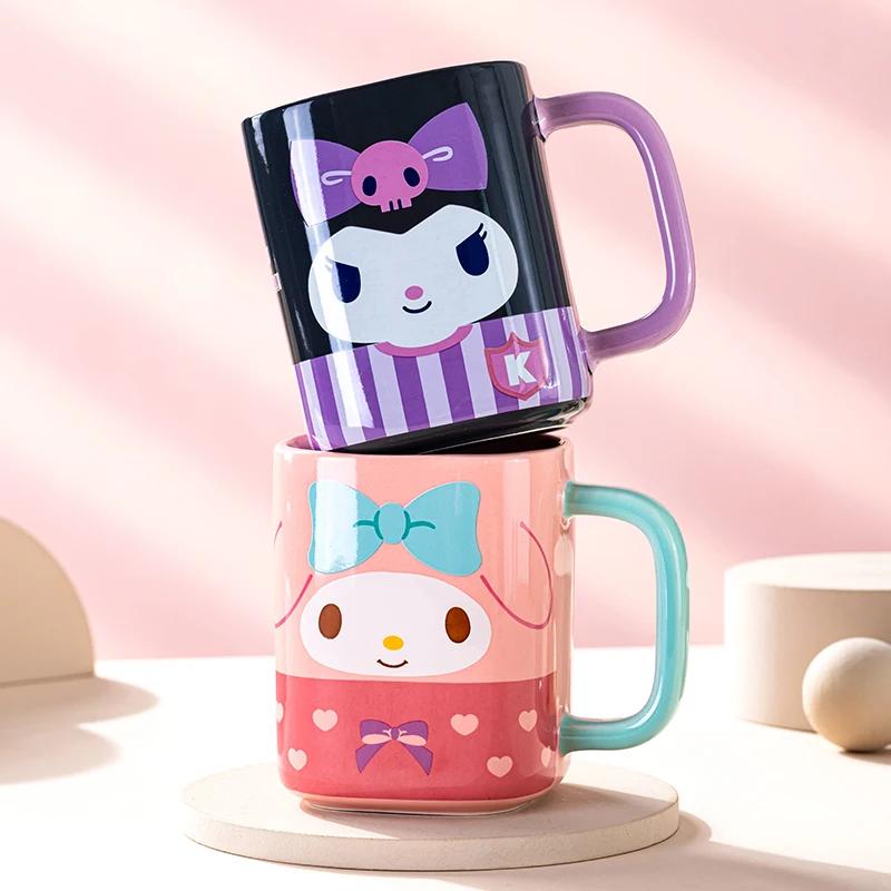 Pour Sanrio Tasses en Céramique 400ml Tasses à Jus Colorées de Bureau Design Décalcomanie Carré Dessin Animé Tasses à Eau Maison Petit Déjeuner Lait Tasses à Café