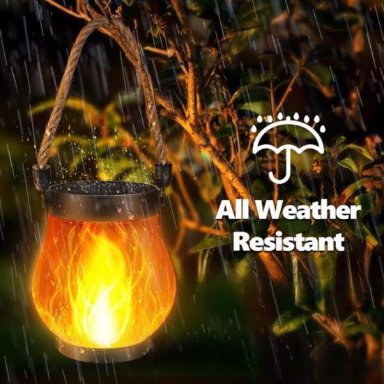 Dancing Flame Lantern Solar Garden Light Waterproof Flickering Flame Lantern