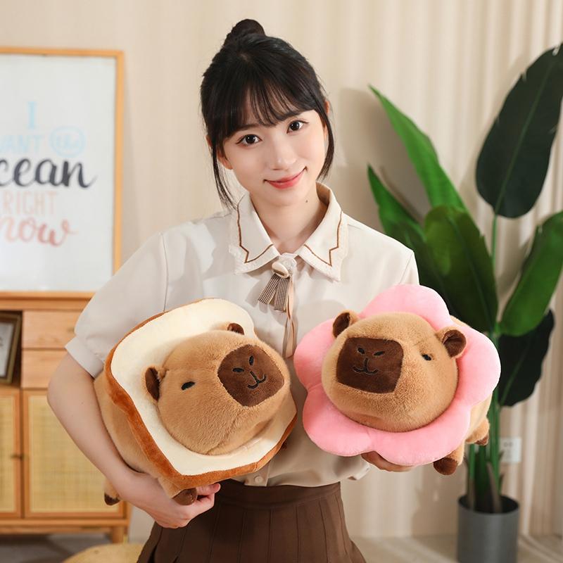 25/35cm Turn Into Capybara Super Soft Dolls Transform Cartoon Bee Bread Flower Animals Plush Toys For Girls Boys Christmas Gifts