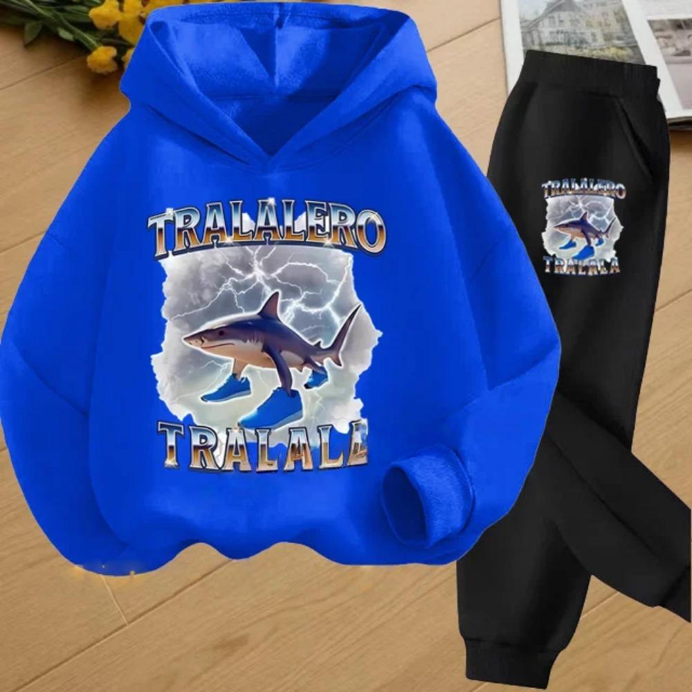 Autumn Italian Brainrot Print Kids Hoodie+Pants Suit Boys 2pcs Set Fashion Casual Girls Tracksuit Children Long Sleeve Outfits
