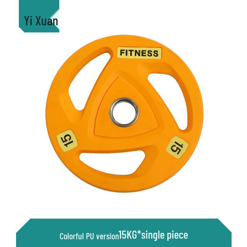 Colored PU Barbell Plates with Rubber Coating and Hand Grips for Weightlifting and Competition