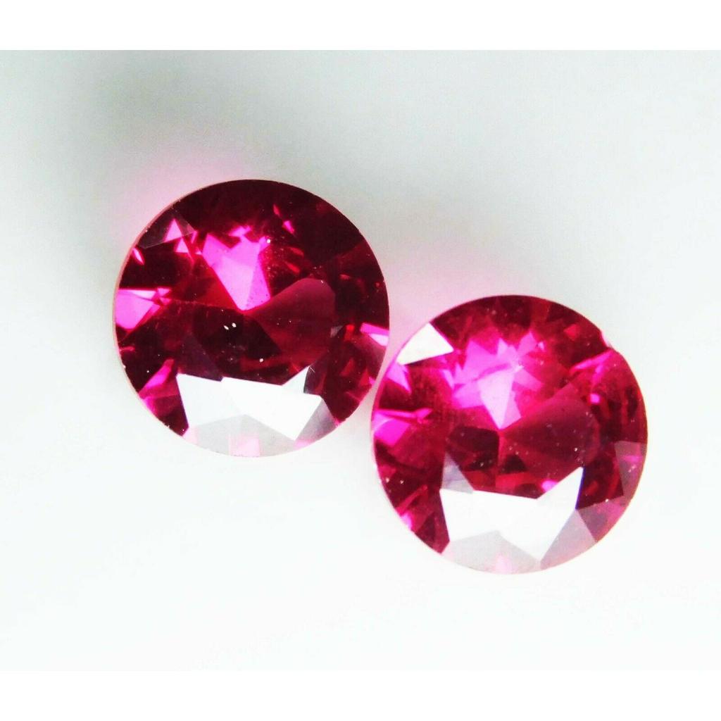 1 Ct Diamond Cut Loose Gemstone Pair Natural Mogok Ruby Red Round CERTIFIED MQ-844
