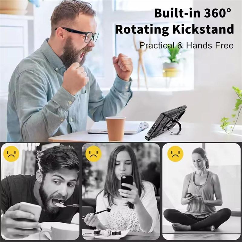 Etui do Samsung Galaxy S25 S24 S23 Ultra Plus FE A55 A35 A15 A14 Magnetyczny obrotowy pierścień podpórka ciężka ochrona portfel etui