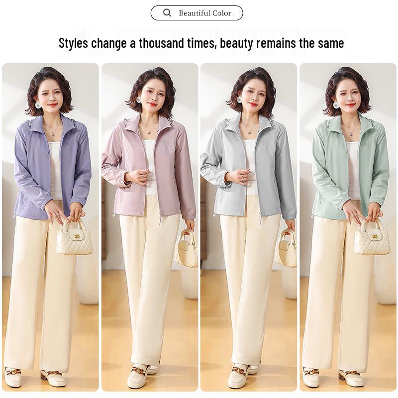 2026 Spring Fashion Sun Protection Jacket for Middle-Aged & Elderly Women - Lightweight, Stylish Summer Wear
