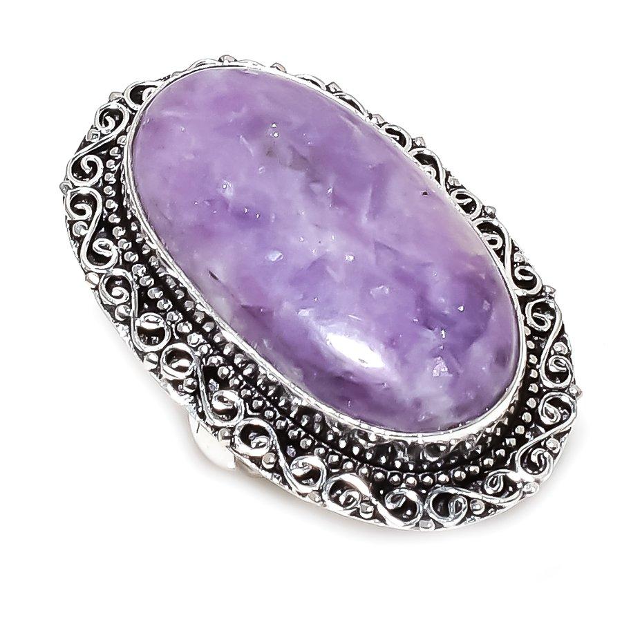 

Natural Lepidolite Gemstone 925 Sterling Silver Jewelry Ring Size 10 S9F10