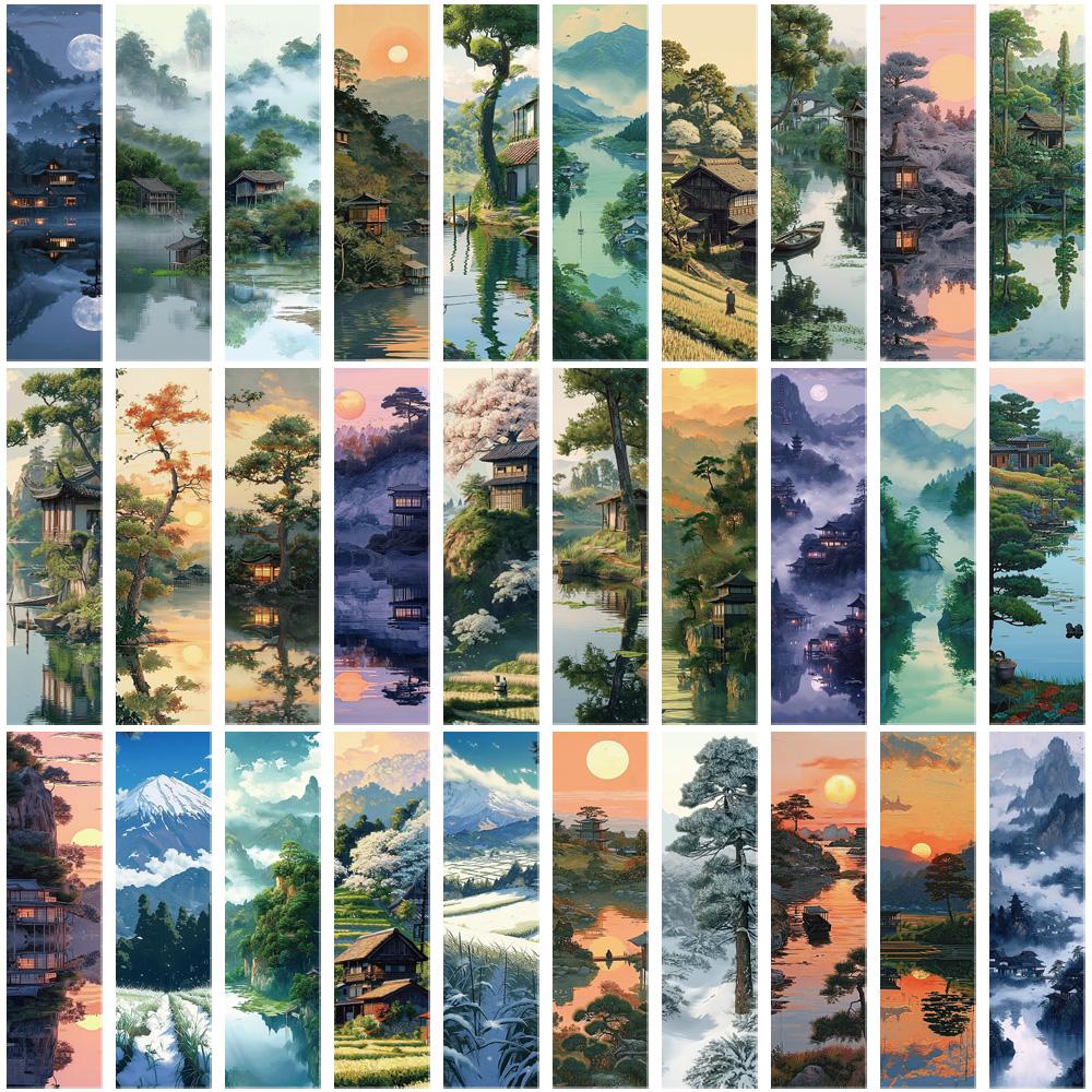 30PCS a Landscape of Lakes and Mountains Bookmarks Creative Gift Stationery Supplies Luggage Student Gifts Room Living Bookmark