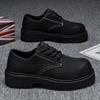 Thick-soled big-head Derby shoes men's new inner height increase British style leather shoes men's commuter casual men's shoes