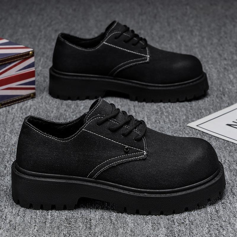 Thick-soled big-head Derby shoes men's new inner height increase British style leather shoes men's commuter casual men's shoes