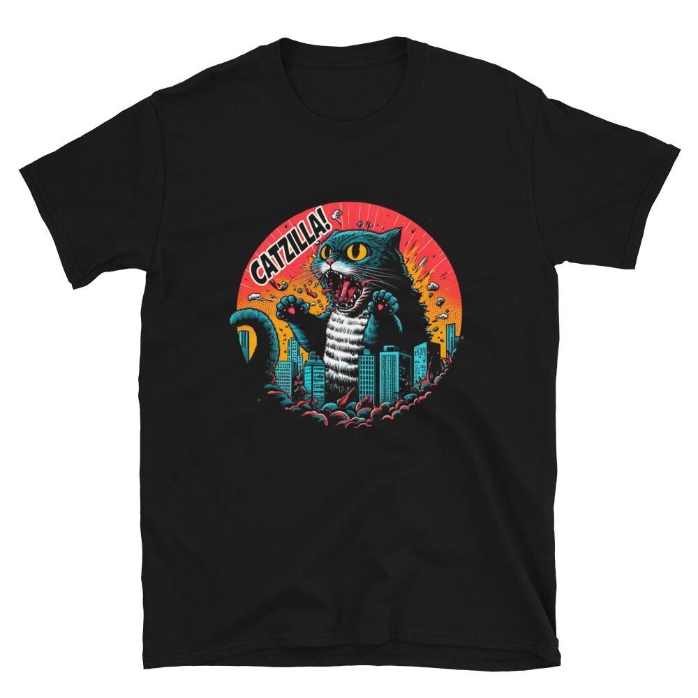 Funny Cat Japanese Catzilla Short-Sleeve Unisex T-Shirt Unisex T-Shirt S