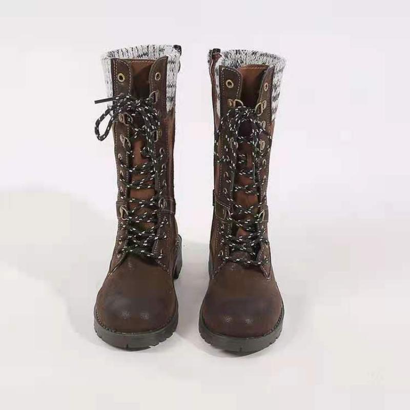 Mote 2024 Ny Retro Dame Western Støvler Punk Snøring Motorsykkel Støvler Høst Vinter Støvler Glidelås Mid Calf Boots Dame Short Botas