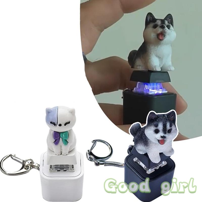 Keyboard Fidget Keychain, Cat Fidget Toy Can Make Cat Sounds Keychain, Rechargeable Stress Reliever With Lights