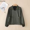 ZANZEA Women Spring Autumn Casual Long Sleeve Zipper Jackets