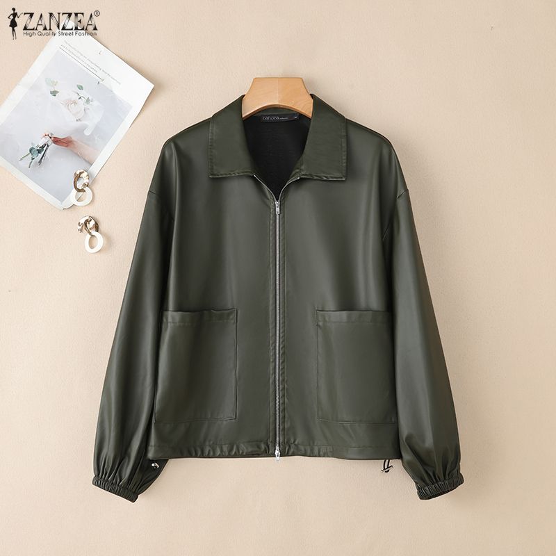 ZANZEA Women Spring Autumn Casual Long Sleeve Zipper Jackets