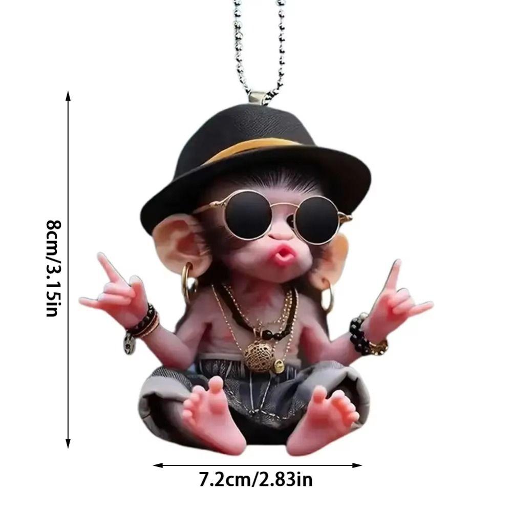 Mit Kette Affenförmiger Autoanhänger 2D Rückspiegel Ornamente Autoinnenraumzubehör