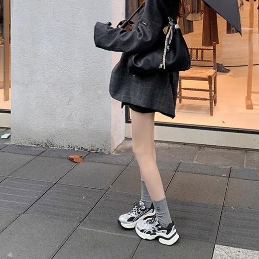 The Same Color Matching Lace-up Shoes Platform Height Increase Casual Running Sports Shoes Women