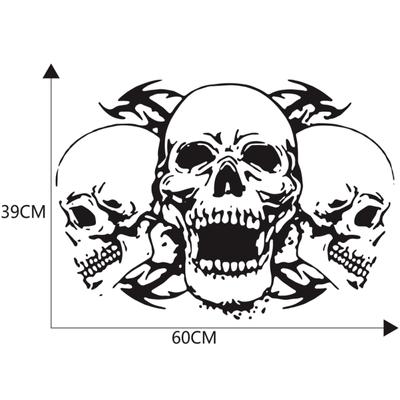 Hot! Car  Sticker Three Skull Totem Canopy Hood Car Body Sticker Universal Garland Sticker